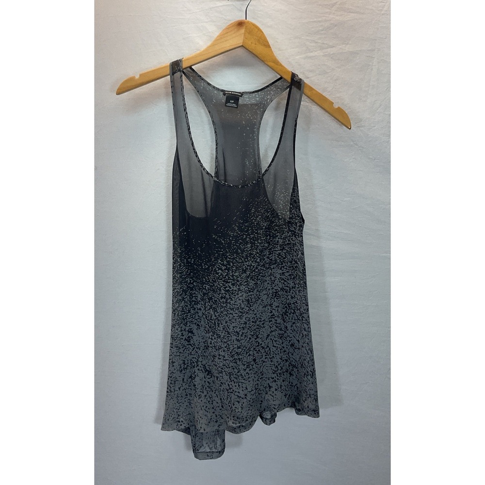Club Monaco Women's Silk Tank Black Gray Print Size S Sheer Party racerback‎